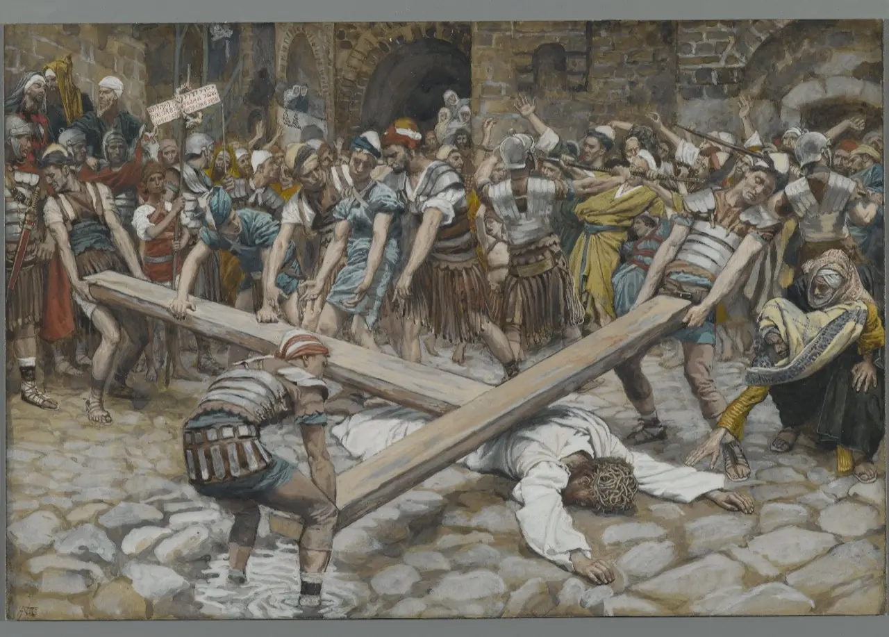 Simon the Cyrenian Carries the Cross, James Tissot